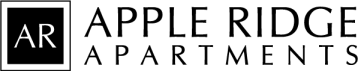 The logo for Apple Ridge Apartments, featuring bold, all-caps white text reading "Apple Ridge Apartments" on a transparent background.
