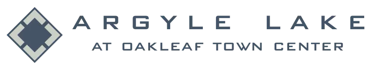 Argyle Lake at Oakleaf Town Center logo with a grey diamond graphic featuring a dark inner square.